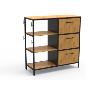 Multi-purpose Storage Cabinet Contemporary Vintage Living Room Cabinet with Drawers 3-Tier Cabinet <b>Metal</b> Furniture - Product Image 1