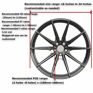 Jantes SS Haut de Gamme Noires de 17, 18, 19, 20, 21, 22 Pouces en Alliage d'Aluminium 6061 Forgé et Chromé, Design Concave sur Mesure 5x112 pour <span class=keywords><strong>Mercedes</strong></span> E63 - Product Image 3