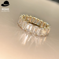 Anillo de Oro de 9K-18K con Diamante de Laboratorio Corte Esmeralda VVS DE, Hecho a Medida, para Regalo de Aniversario, Compromiso o Boda para Mujer