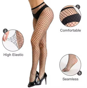 थोक महिलाओं सेक्सी फिशनेट पैंटीहोज टाइट्स स्टॉक काले मेश सरासर पतली उच्च सड़क मछली पालन - Product Image 6