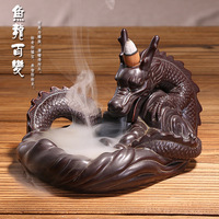 Statue de Dragon en céramique de haute qualité encensoir brûleur à reflux porte-cône d'encens cascade