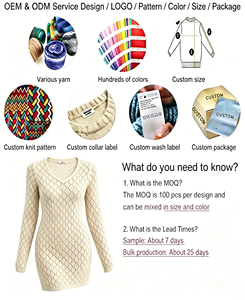 Gaun Sweater Rajut Wanita Kerah V Lengan Panjang Berlubang Model Bodycon Kasual Terbaru 2025 untuk Wanita, Gaun Rajut Pesanan Khusus - Product Image 4