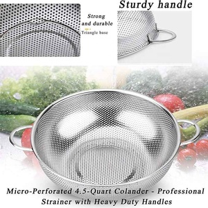 Colander thép không gỉ <span class=keywords><strong>4.5</strong></span> <span class=keywords><strong>Quart</strong></span> 2 cái micro-đục lỗ đôi xử lý ba góc cơ sở Dent kháng chống cắt - Product Image 5