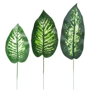 Folhas artificiais decorativas, venda direta do fabricante, folhas artificiais de 35cm e 42cm, acessórios decorativos para ambientes internos