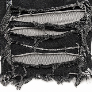 <span class=keywords><strong>Jeans</strong></span> da Uomo in Denim Elasticizzato Grigio Scuro, Gamba Larga, Effetto Usurato <span class=keywords><strong>con</strong></span> <span class=keywords><strong>Strappi</strong></span> a Scala su Tutta la Lunghezza, Bordi Sfilacciati e Fodera Grigia - Product Image 4
