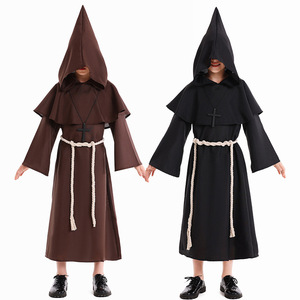 Costume de cosplay de rôle de <span class=keywords><strong>moine</strong></span> garçon pasteur brun et <span class=keywords><strong>noir</strong></span> pour enfants unisexe pour le commerce extérieur, Halloween - Product Image 1