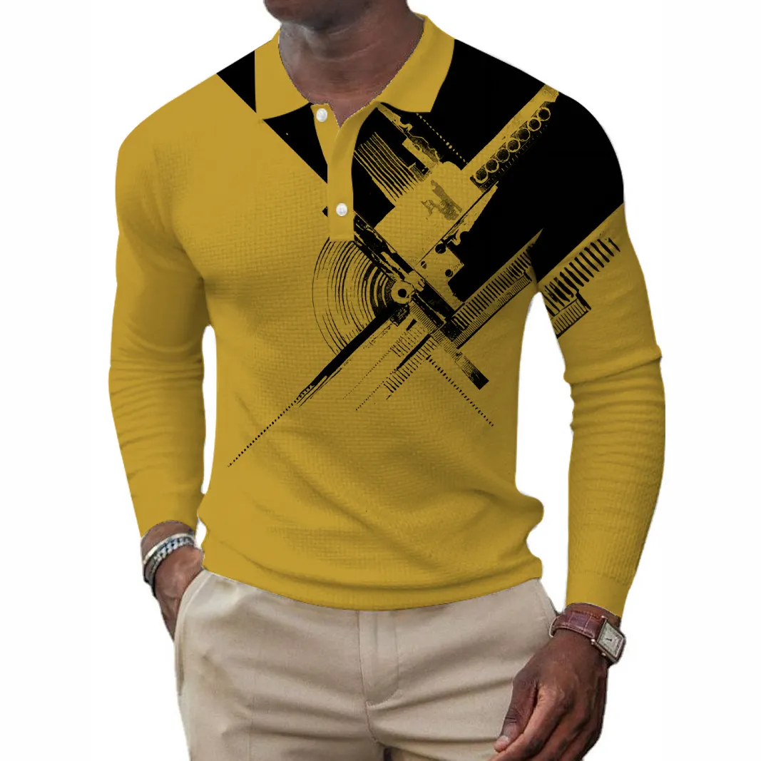 Uniforme personalizado de los hombres de manga larga Polos de golf de punto camisetas de polo para camisas de hombre