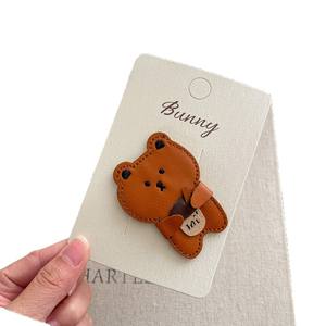 Sevimli çizgi film deri çocuk bb tokaları, sevimli kız tavşan ayı tokaları, sonbahar için çok yönlü kakül saç aksesuarları - Product Image 5