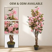 Arbre artificiel en soie de 1,5 m avec tronc en bois véritable, plante fleurie artificielle pour vitrine de magasin et décoration