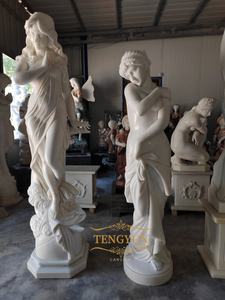 Escultura de figura joven de piedra blanca estatua de diosa de mármol de jardín de dama desnuda sexy - Product Image 5