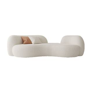 Sofá de piel de cordero color crema, diseño en forma de arco, muebles modernos minimalistas para sala de estar, para apartamento pequeño o área de recepción - Product Image 5