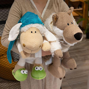 HECION vente chaude bonnet de nuit mouton poupée jouets cadeau en peluche mignon <span class=keywords><strong>agneau</strong></span> endormi un <span class=keywords><strong>loup</strong></span> dans les vêtements de mouton jouets en peluche - Product Image 1