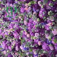 Mur de fleurs artificielles 3D 5D en roses violettes et roses, hortensias, 2,4 m x 2,4 m, pour décoration de mariage et de fête - Vente en gros