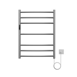 Sèche-serviettes électrique intelligent moderne pour salle de bain, qualité hôtelière, étanche, chromé avec finition or rose, fixation murale, 5 barres chauffantes - Product Image 1