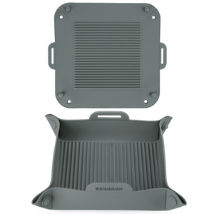 Tapis de cuisson carré en silicone réutilisable pour friteuse à air, résistant aux hautes températures pour la cuisson - Product Image 5