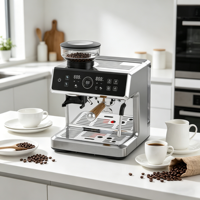 Cafetera Espresso 2 en 1 Anbo, Bomba ULKA de 20 Bares, Termobloque Doble, Control de Temperatura PID, Portafiltro de 58 mm, OEM