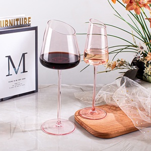 Eleganti Flûte da Champagne a Forma di Fenicottero, Calici in Cristallo <span class=keywords><strong>Rosa</strong></span> con Fondo Concavo Inclinato - Product Image 4