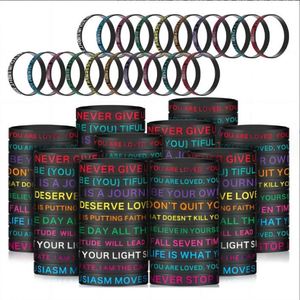 Bracelets en silicone imprimés pour hommes et femmes avec des citations inspirantes colorées comme cadeaux - Product Image 2