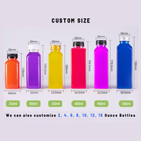 Bouteilles Carrées en Plastique PET Personnalisées pour Jus, avec Couvercle – Capacités Variées : 200ml, 240ml, 300ml, 350ml, 500ml, 550ml, 600ml, 750ml, 1000ml