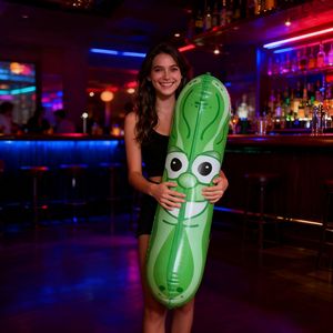 Jouet gonflable en forme de concombre 80 cm vert en PVC, accessoire de farce pour bars, discothèques et fêtes - Product Image 3