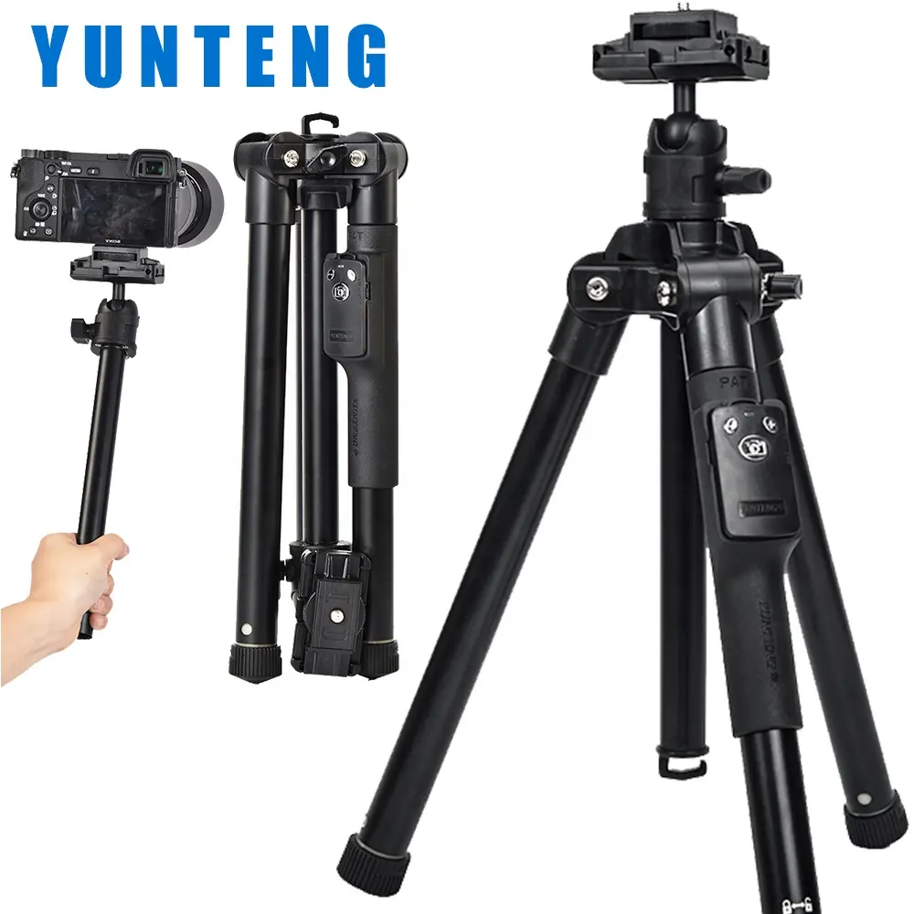 YUNTENG UT-360 138Cm Nhôm 360 Panorama Bóng Head Máy Ảnh Tripod Đứng Với Cột Trung Tâm, Có Thể Gập Lại Cho Du Lịch Và Làm Việc