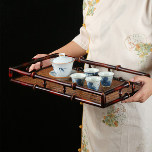 Chinese Style Bamboo <b>Tea</b> <b>Tray</b> Rectangular Handmade Woven Serving <b>Tray</b> For Home <b>Tea</b> Ceremony Storage - Product Image 1
