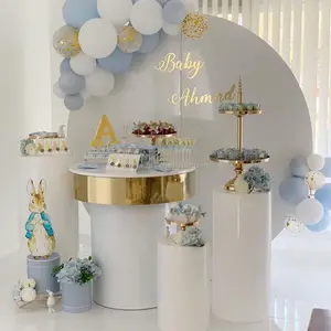 Amina Craft亚克力圆形圆筒底座白色圆形蛋糕架展示婚礼装饰