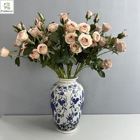 2024 Herbst 73cm Künstliche Staubige Rose Blumenspray Echt Aussehende Seiden-Latex-Beschichtete Rost-Verbrannte Orange Vintage Hochzeits-Heimdekoration