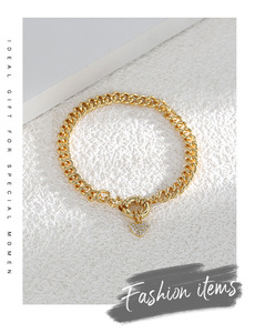 Trendy Ladies' Brass <b>Bracelet</b> with Zircon Heart Design Light Luxury <b>Copper</b> Alloy Charm <b>Bracelets</b> for Wedding Anniversary Gift - Product Image 3
