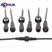 Connecteur pour câble d'alimentation 2 broches M19 pré-fil mâle femelle connecteur plastique 2 ~ 8 broches IP65 connecteur LED
