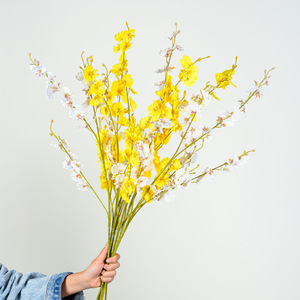 Fleurs d'orchidées artificielles jaunes en soie, imperméables, pour décorations de mariage et de maison - Product Image 3