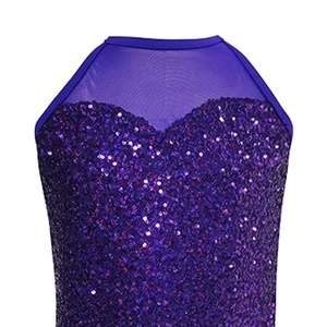 Vestido de Baile Latino BC032005 Baili Morado con Espalda de Malla y Flecos de Lentejuelas para Niñas, Traje de Competición para Salsa, <span class=keywords><strong>Tango</strong></span> y Jazz - Product Image 3