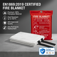 Couverture anti-feu portable Suihua 1x1m en fibre de verre, résistante aux flammes, pour la sécurité à la maison, au bureau et en cuisine