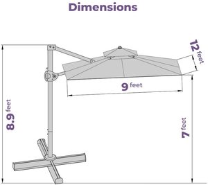 Parasol <span class=keywords><strong>de</strong></span> <span class=keywords><strong>jardin</strong></span> Roma pour restaurant, design moderne, imperméable, 9 x 12 pieds, vente en gros, en promotion - Product Image 4