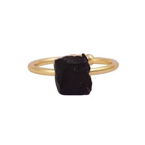 Conjunto de Joyería de Amatista Natural con Baño de Oro de 18k, Collar y Anillo con Piedra en Bruto, Gema Curativa de Piedra Natal - Product Image 4