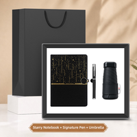 Coffret Cadeau d'Accueil d'Entreprise : Carnet A5 Étoilé, Stylo et Parapluie Pliant 6 Volets – Idéal pour Souvenir d'Entreprise, Cadeau pour Employés et Clients