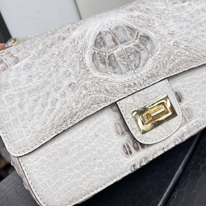 White 100% crocodile skin Square Handbag With golden Chain <b>Strap</b> Luxury Fashion Women's Flap Closure <b>Shoulder</b> <b>Bag</b> - Product Image 4