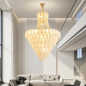 Luxury Feather Crystal Chandelier Led <b>Light</b> Round Multi Head For Living Room Hotel Lobby Staircase - Product Image 1