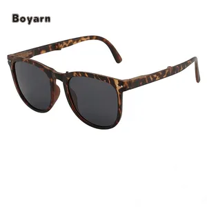 Boyarn à la mode en Chine en gros logo personnalisé rétro plaquettes de nez nuances lunettes de soleil pliantes polarisées