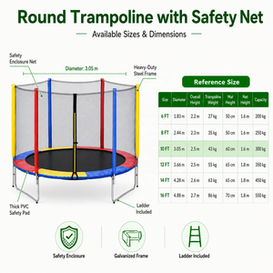 <span class=keywords><strong>Trampoline</strong></span> de jardin pour enfants de 10 pieds et 12 pieds avec filet de sécurité, grand <span class=keywords><strong>trampoline</strong></span> rond d'<span class=keywords><strong>extérieur</strong></span> pour centre de loisirs familial - Product Image 3