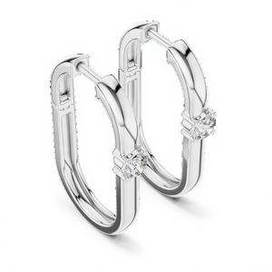 Aros de Lujo con Baño de Rodio, Asequibles, con Diamantes Cultivados en Laboratorio en Oro Blanco de 18K, Certificados por IGI, para Uso Diario, Glamorosos - Product Image 1