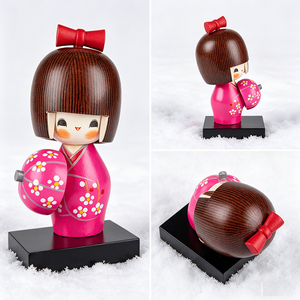 Jolie femme en poupée <span class=keywords><strong>japonaise</strong></span> Kokeshi rose - Product Image 6