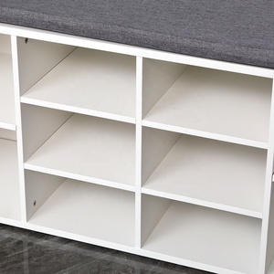 Modern Wooden <strong>Shoe</strong> Rack Cabinet <strong>Small</strong> <strong>Shoe</strong> <strong>Storage</strong> <strong>Bench</strong> with Soft Seat Cushion - Product Image 4