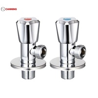 Robinet d'arrêt d'angle en laiton pour toilettes et machines à laver, avec poignée ABS, structure triangulaire, fileté, à sortie unique, raccordement pour l'eau