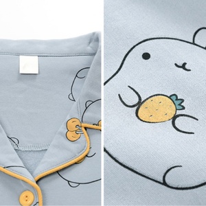 Pyjamas personnalisés pour femmes grandes tailles, 100% coton, manches longues, imprimés de dessins animés, ensembles de vêtements de nuit, taille personnalisée, tricotés - Product Image 5