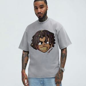 Camiseta Retro de algodón puro 100% lavado con ácido para hombre, camiseta de calle de secado rápido, manga corta de gran tamaño, Hip Hop, Fitness, directo largo - Product Image 1