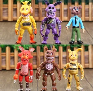 HY Jeu <span class=keywords><strong>de</strong></span> construction miniature DIY Five Nights at <span class=keywords><strong>Freddy</strong></span>'s (FNAF) avec figurines Foxy, Spintraft <span class=keywords><strong>Freddy</strong></span>, Bonnie, Chica, Bunny, thème film d'horreur - Product Image 1