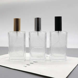 Flacons de parfum carrés plats de luxe en verre 50ml & 100ml avec bouchon roll-on, sérigraphie, rechargeables, portables pour crème visage - Product Image 2