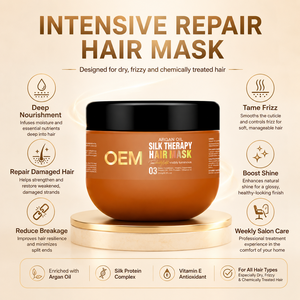 Mascarilla capilar de aceite de argán marroquí orgánico de 450g, etiqueta personalizada, venta al por mayor, tratamiento acondicionador profundo para cabello seco y encrespado - Product Image 4