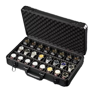Étui de voyage pour montres en aluminium et MDF, anti-poussière, avec serrure, boîte de présentation et de rangement, sans couvercle transparent, séparateurs amovibles - Product Image 1